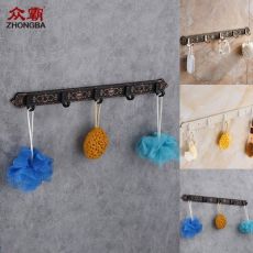 復古廚衛(wèi)排鉤 太空鋁衣帽排鉤 歐式復古五金門后墻壁掛衣鉤